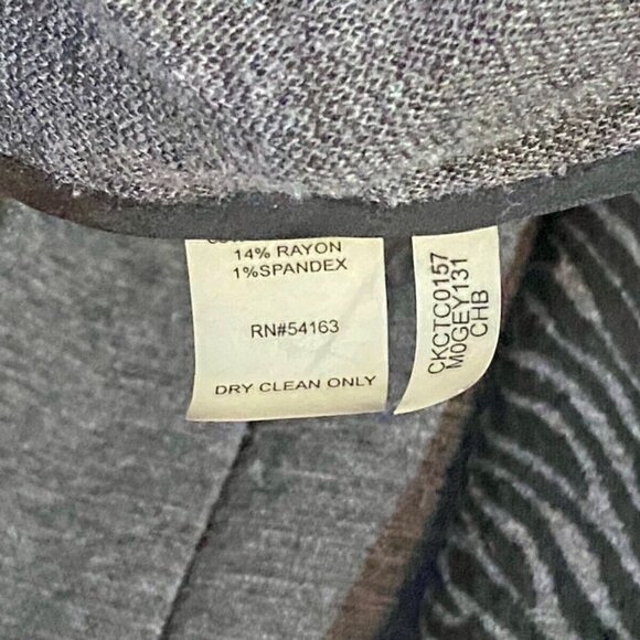 Calvin Klein Wool Jacket Women's Small Gray Zebra Stripe Button Up Belted Coat - Picture 10 of 12